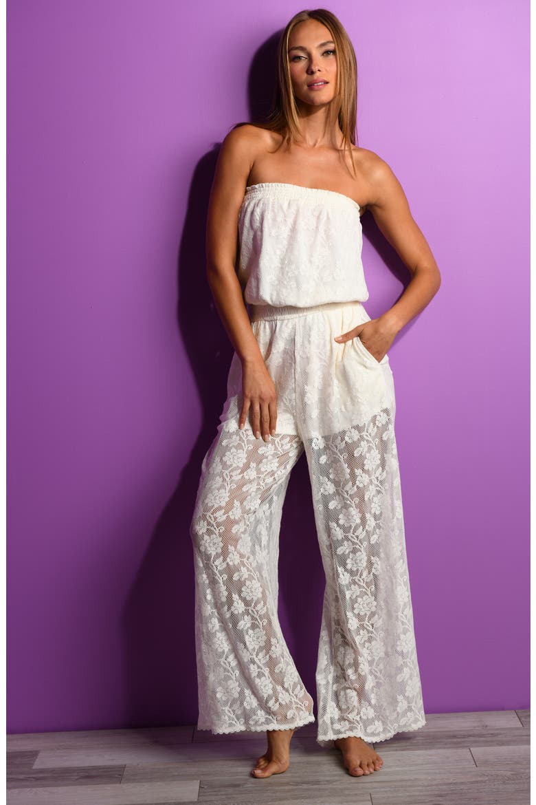 Celestial Petals Open Stitch Cover-Up Jumpsuit, Alternate, color, IVORY