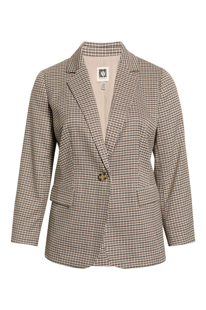 Houndstooth One Button Blazer, Main, color, ANNE BLACK MULTI