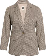 Anne Klein Houndstooth One Button Blazer