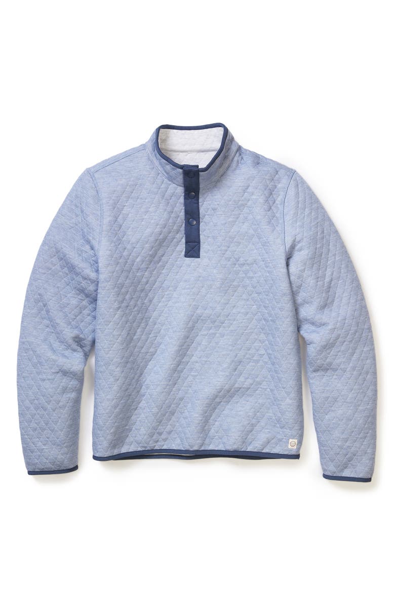 Marine Layer Corbet Reversible Quilted Snap Placket Sweatshirt, Alternate, color, Mid Blue/ Light Grey