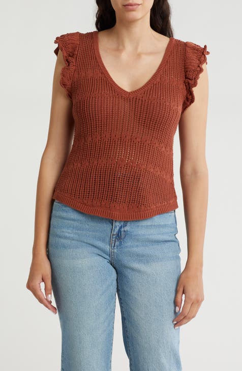 Open Stitch Ruffle Sweater