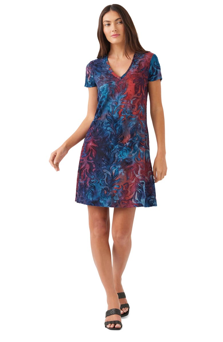 Karen Kane Tie Dye Burnout A-Line Dress, Alternate, color, 