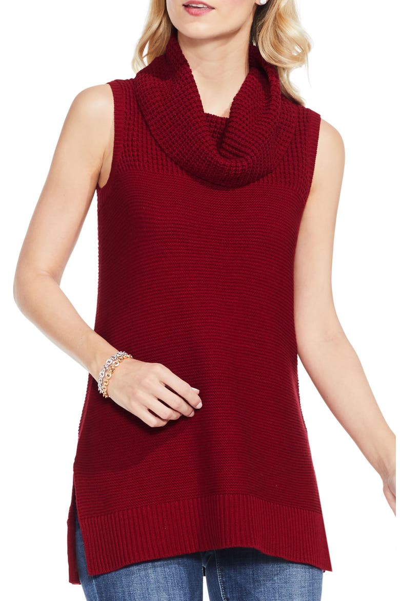 Sleeveless Cowl Neck Sweater, Main, color, RUSSET RED
