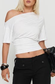 Princess Polly Ashlinn Off the Shoulder Drapey Crop Top