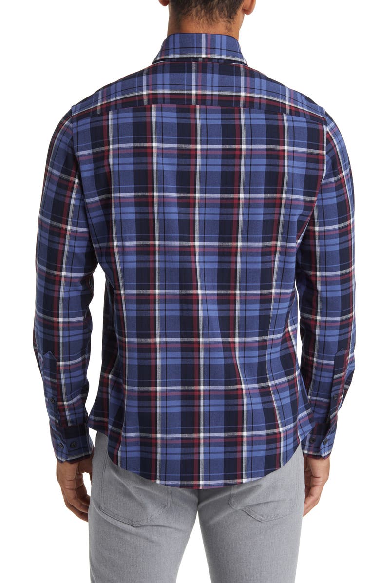 Mizzen+Main City Trim Fit Coastal Fjord Plaid Flannel Button-Down Shirt, Alternate, color, Blue