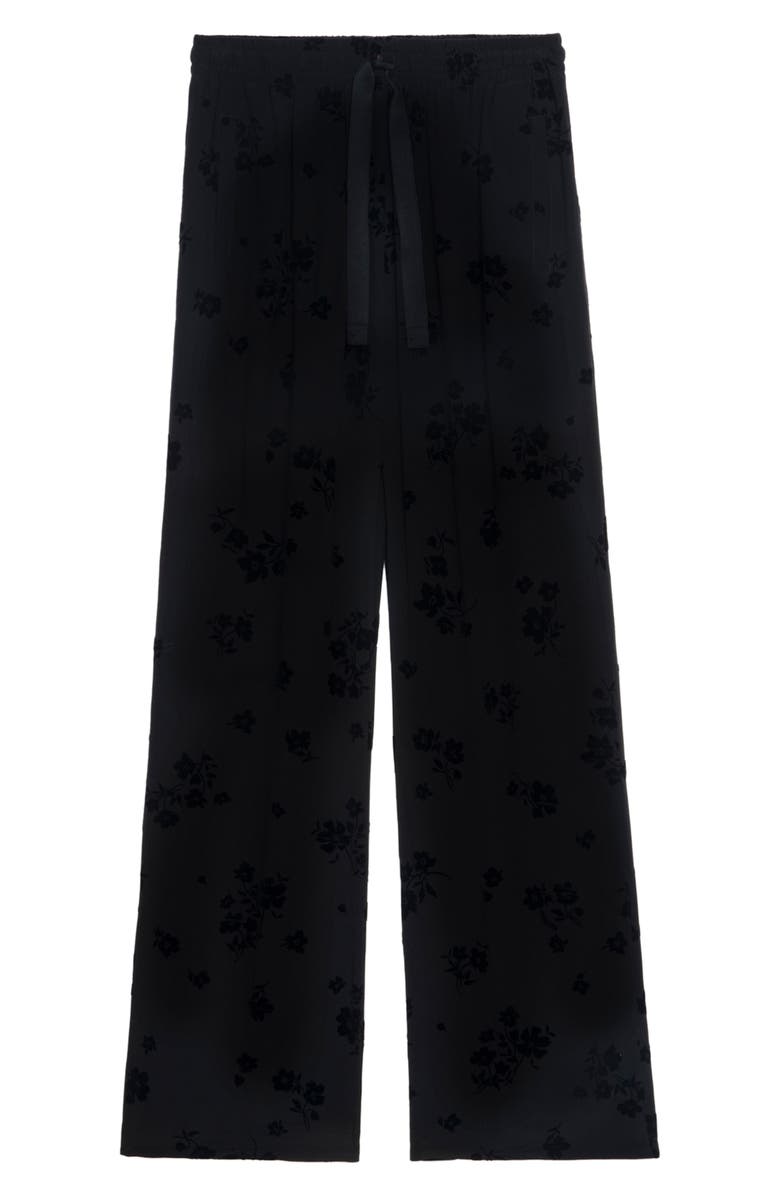 Zadig & Voltaire Poma Floral Satin Drawstring Waist Pants, Alternate, color, Black
