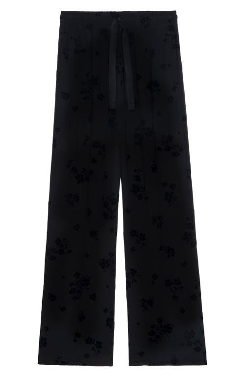 Zadig & Voltaire Poma Floral Satin Drawstring Waist Pants In Black