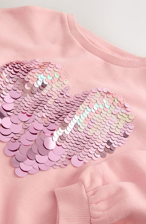 Next Kids' Heart Sequin Embellished Graphic Sweatshirt In Pink