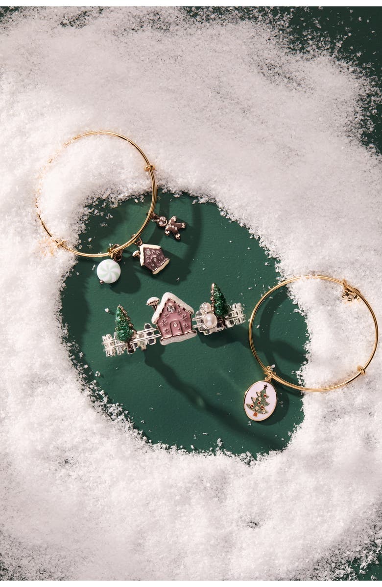 Alex and Ani Pink Christmas Gingerbread House Cuff, Alternate, color, Gold