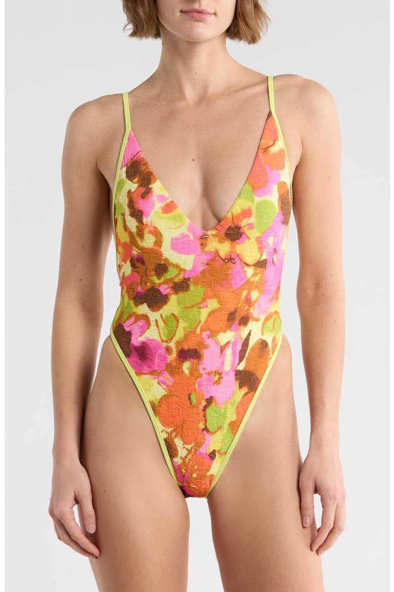 Printed Amber One-Piece Swimsuit, Main, color, PINK COMBO