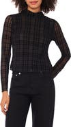 Parker Plaid Mock Neck Long Sleeve Mesh Top
