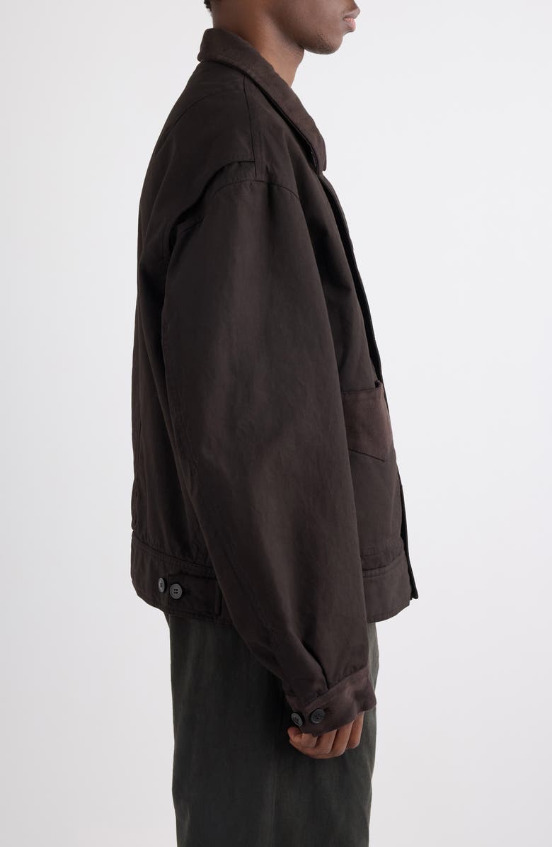 Dries Van Noten Twill Trim Cotton Chore Jacket, Alternate, color, Brown