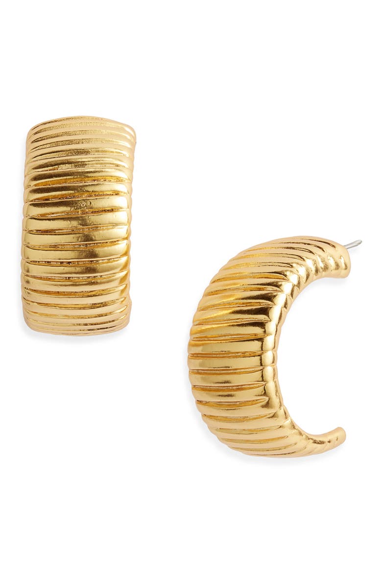Snakeskin Textured Hoop Earrings, Main, color, GOLD