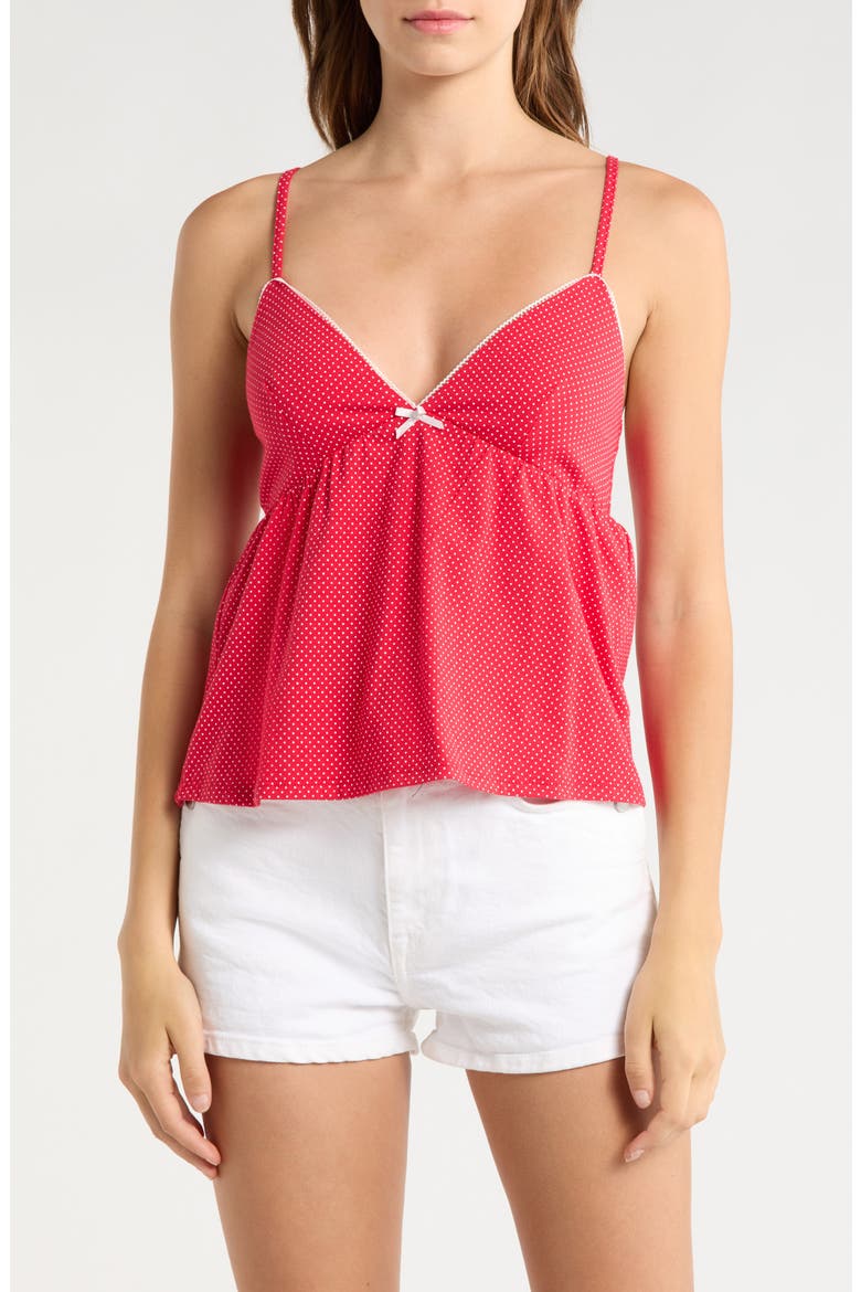 Picot Edge Babydoll Camisole, Main, color, RED