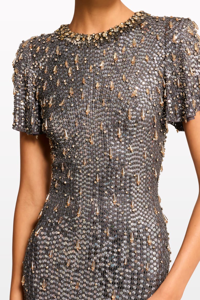 Serenity Sequin-Embellished Gown, Alternate, color, Shadow Grey
