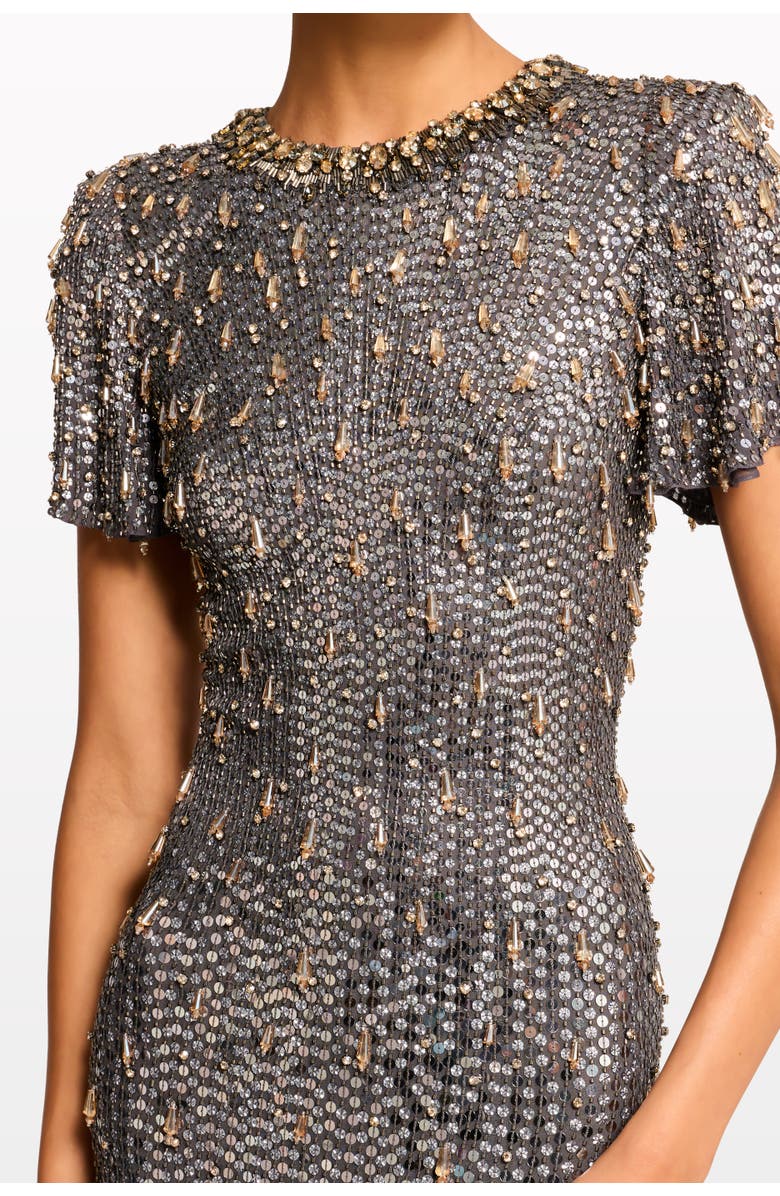 Jenny Packham Serenity Sequin-Embellished Gown, Alternate, color, Shadow Grey