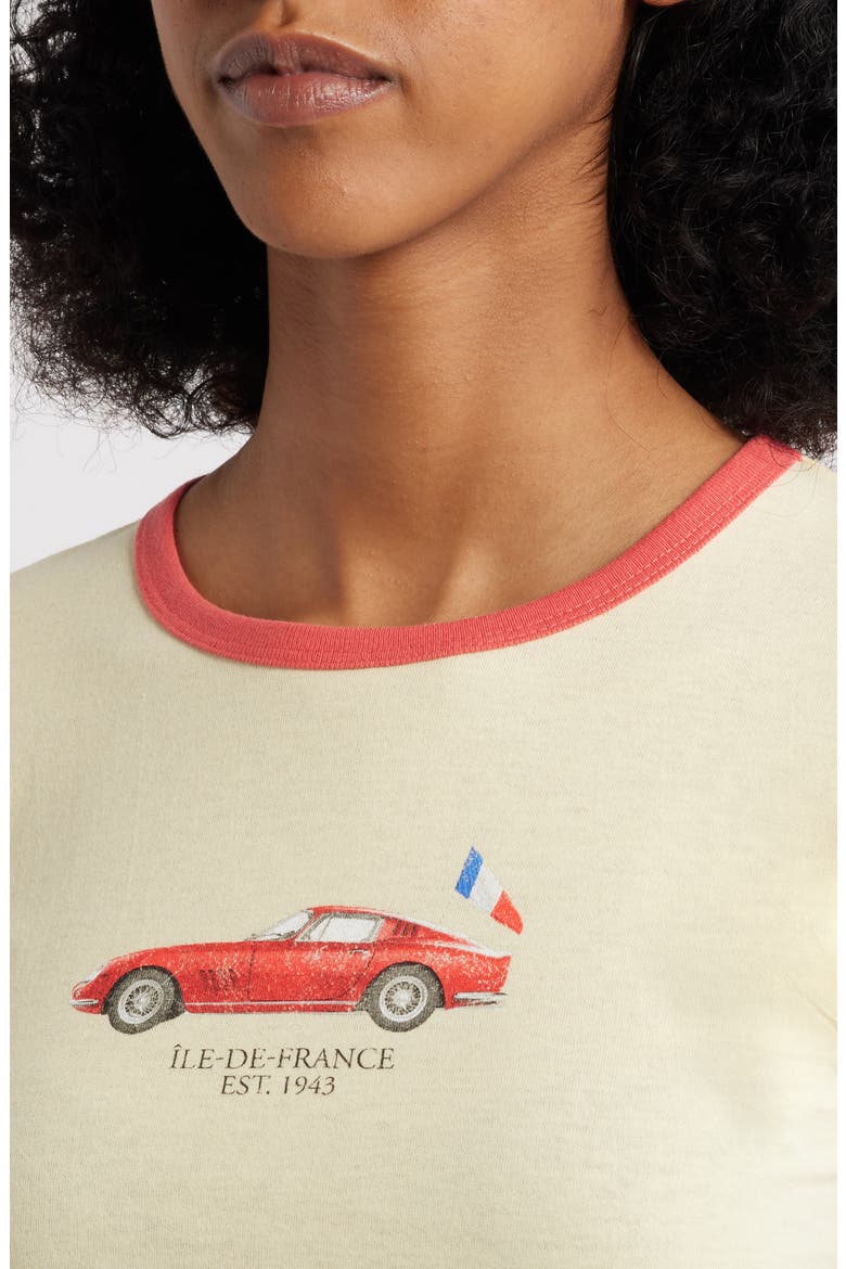 French Car Ringer Graphic T-Shirt, Alternate, color, PASTEL YELLOW