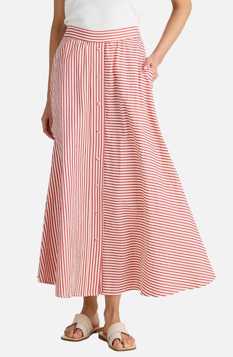 Brave+True Lucy Mixed Stripe Maxi Skirt, Main, color, White W Red Stripe