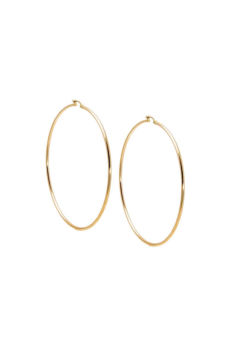 Solid Thin Tube Hoop Earring 14K, Main, color, 14K Gold - 72 MM