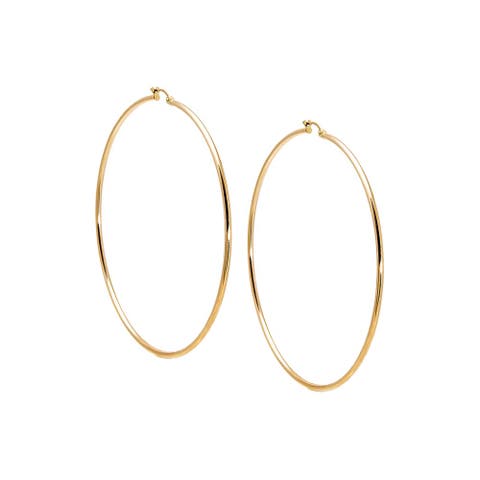Solid Thin Tube Hoop Earring 14K