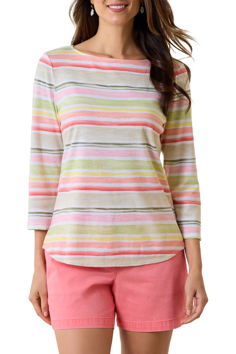 Ashby Isles Seabreeze Stripe Cotton Top, Main, color, MALIBU PEACH