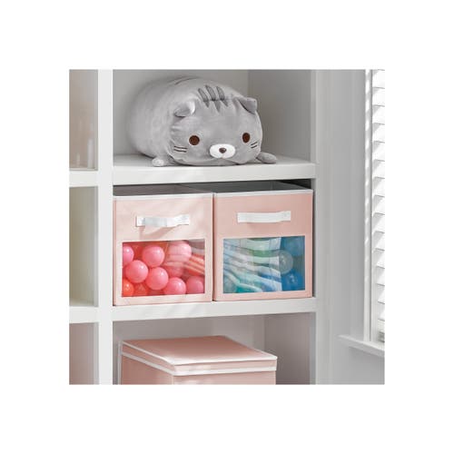 Mdesign Fabric Nursery Storage Cube With Front Window, 8 Pack In Pink