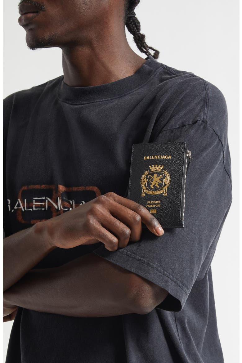 Long Leather Passport Case, Alternate, color, BLACK