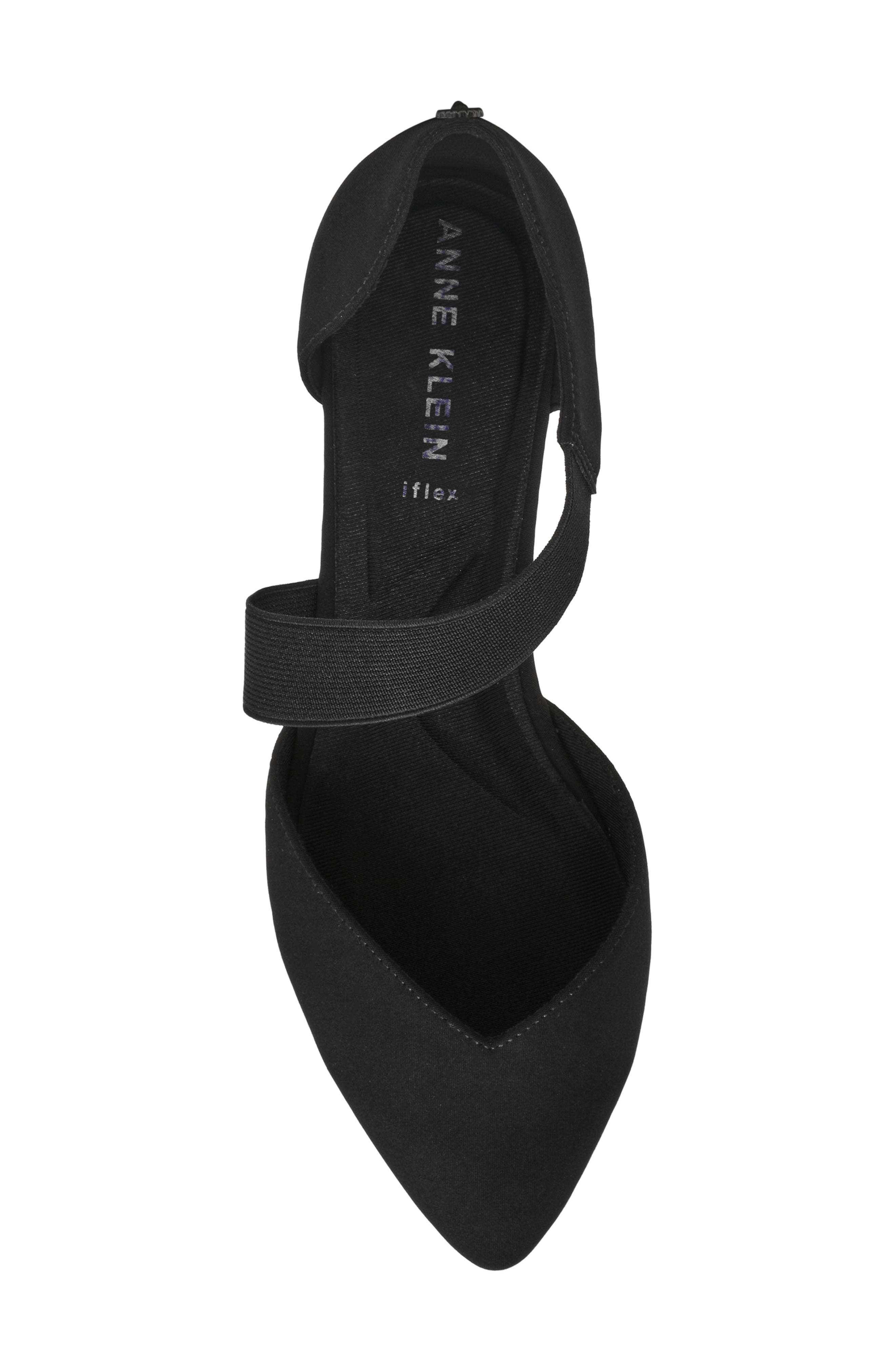 Anne Klein Oksanna Pointed Toe Flat, Alternate, color, Black Stretch