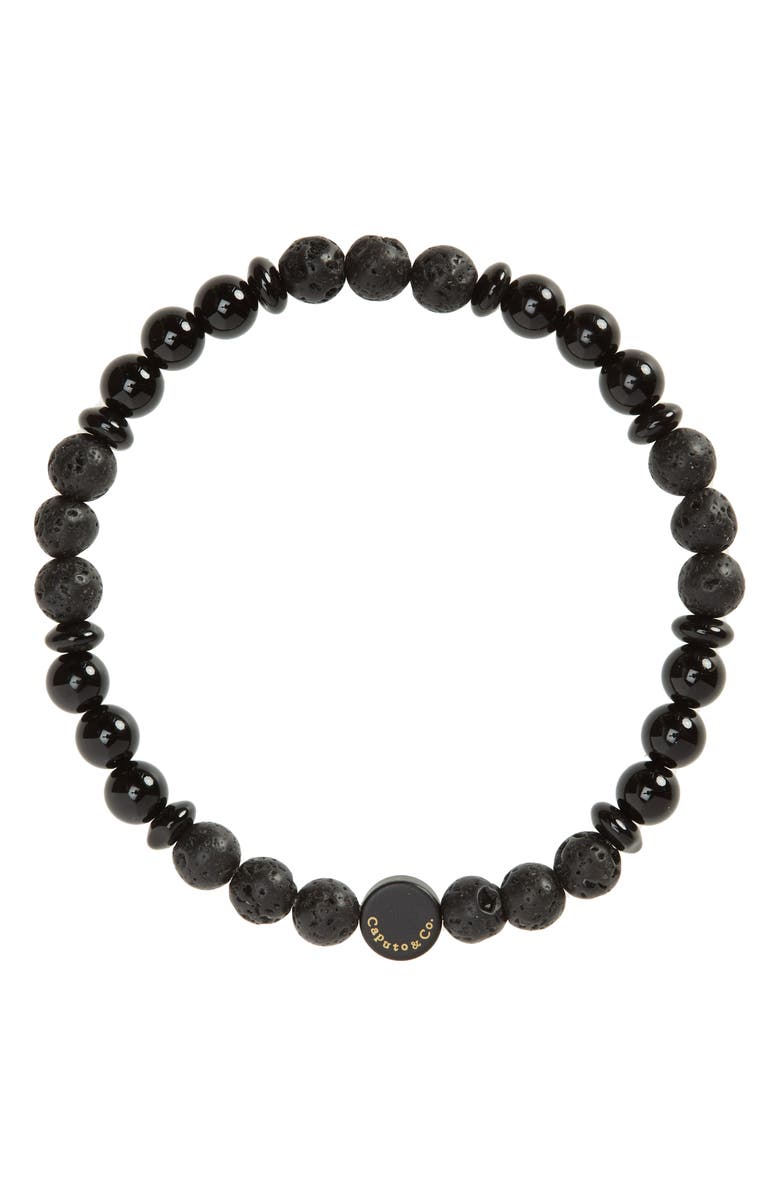 Caputo & Co. Men's Ubud Stretch Bracelet, Main, color, Black Onyx / Lava