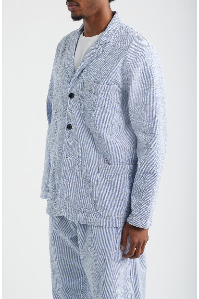 Organic Cotton Seersucker Server Suit Jacket, Alternate, color, NAVY STRIPE