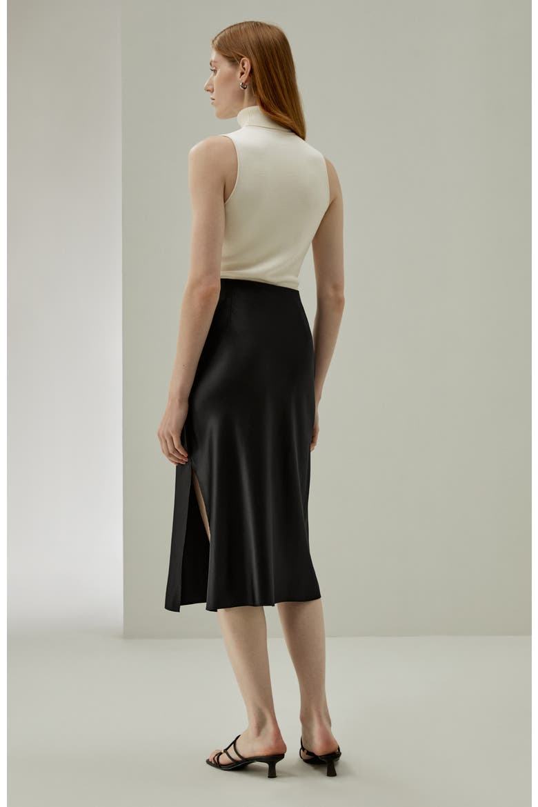 Minimalist Aesthetic Silk Poppy Skirt, Alternate, color, Black