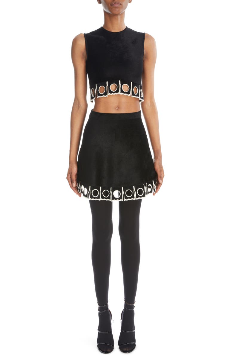 Alaïa Circle Trim Sleeveless Crop Sweater, Alternate, color, 