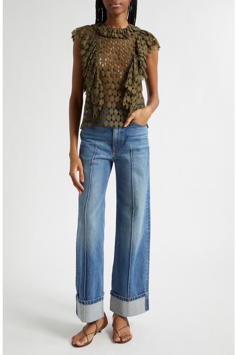 Genevieve Pintuck Jeans, Alternate, color, DANUBE