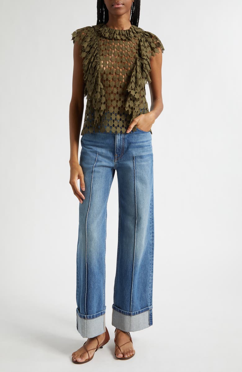 Ulla Johnson Genevieve Pintuck Jeans, Alternate, color, Danube