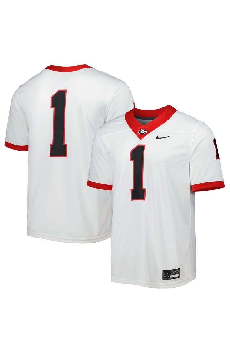 Nike Men's Nike White Georgia Bulldogs #1 Away Game Jersey, Main, color,