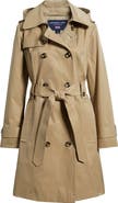 London Fog Missy Hooded Belted Trench Coat