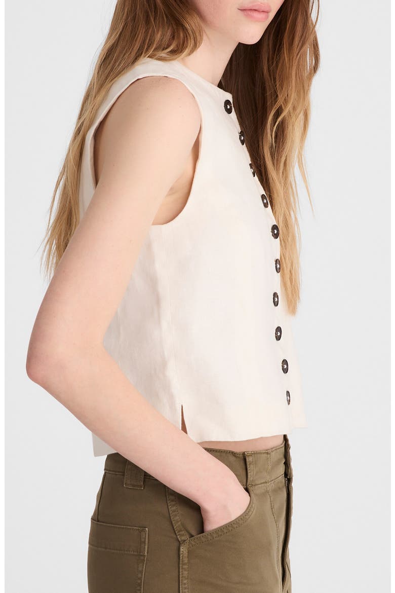 Button Front Linen Shell Top, Alternate, color, IVORY LINEN