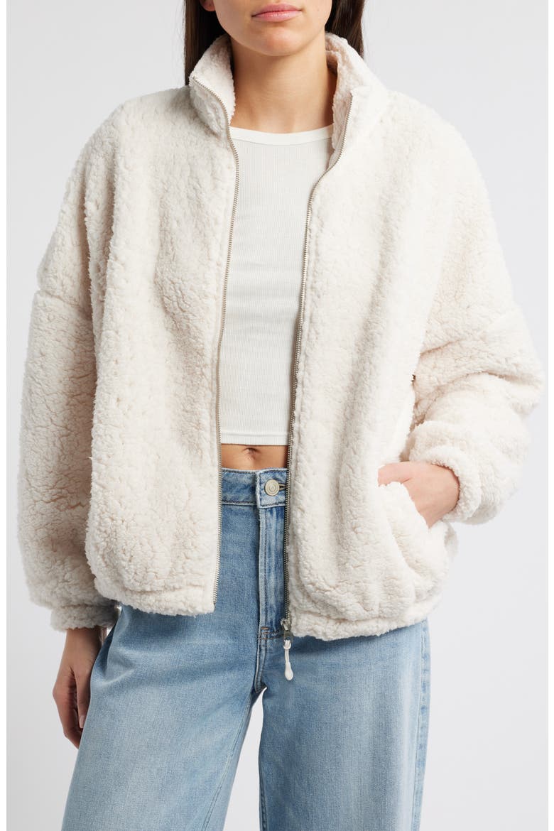 Faux Shearling Crop Jacket, Main, color, CREAM