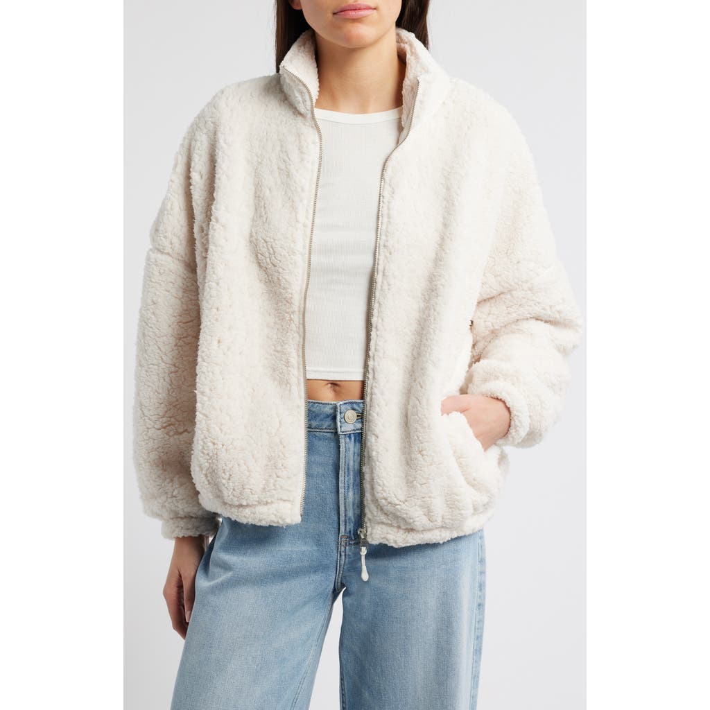 Pacsun Faux Shearling Crop Jacket In Neutral