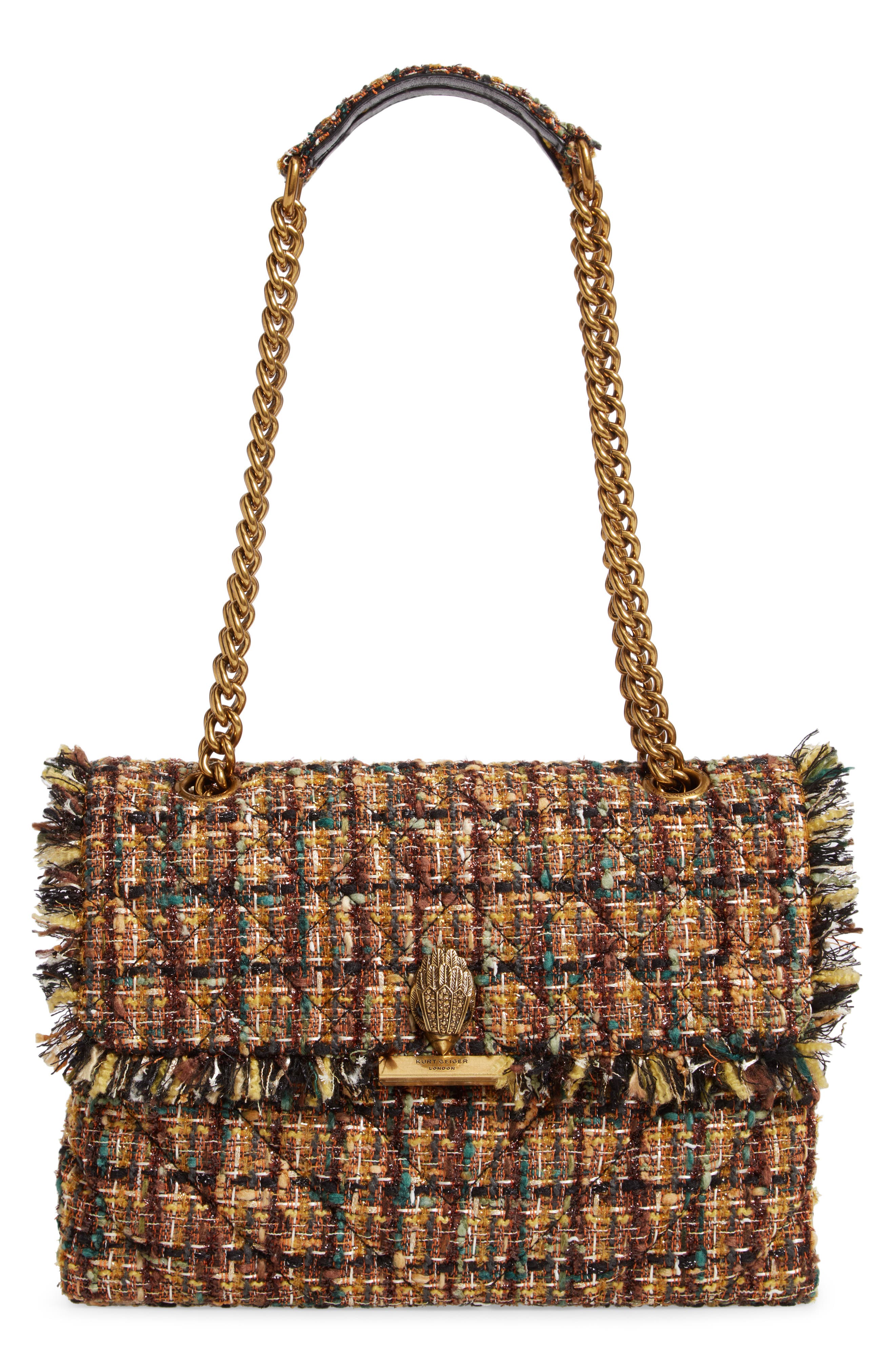 Large Kensington X Tweed Shoulder Bag, Main, color, RUST