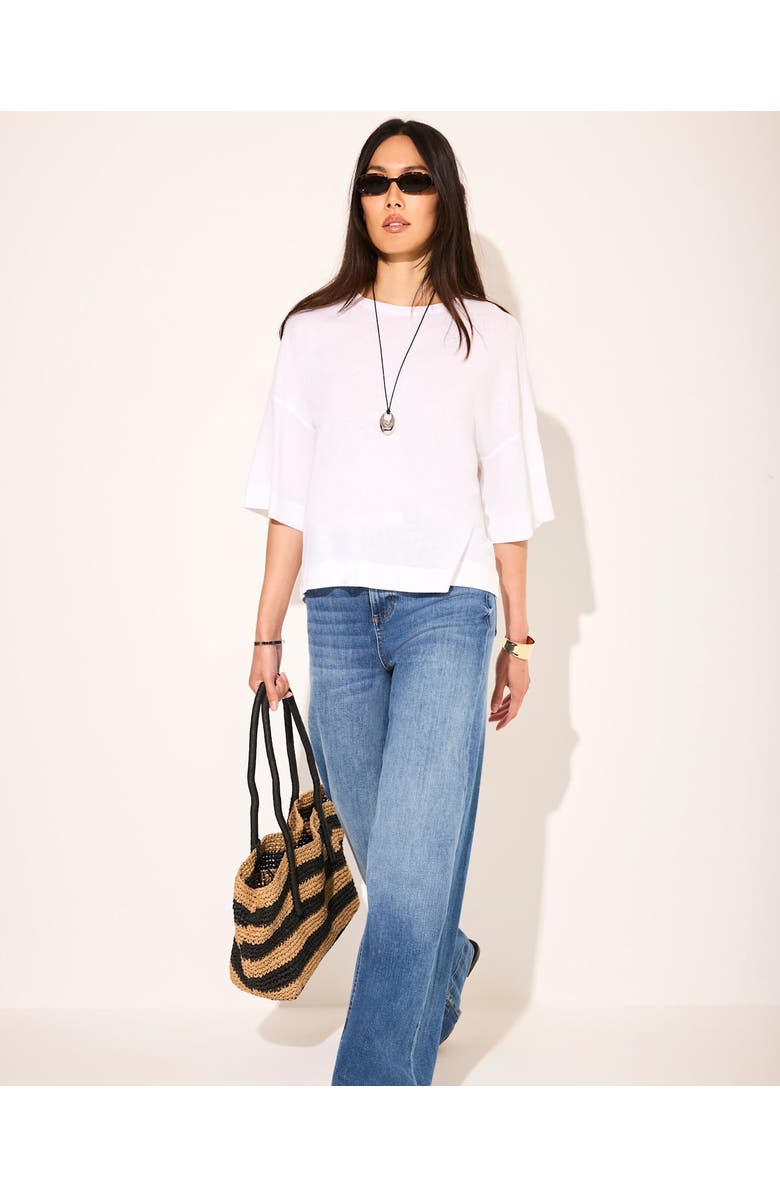 MINT VELVET Linen Blend Boxy T Shirt, Alternate, color, Ivory