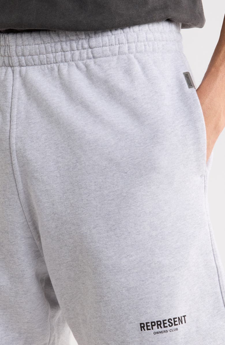 Represent Owners' Club Cotton Logo Shorts, Alternate, color, Ash Grey/ Black