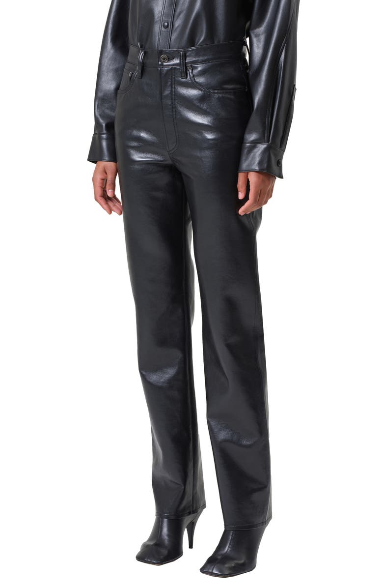 AGOLDE '90s Pinch Waist Straight Leg Leather Blend Pants, Alternate, color, Detox