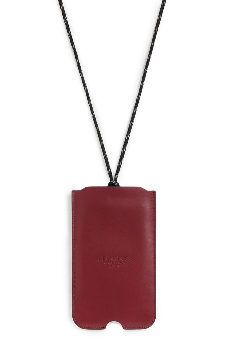 Cybelle Leather Phone Holder on a Lanyard, Alternate, color, RED