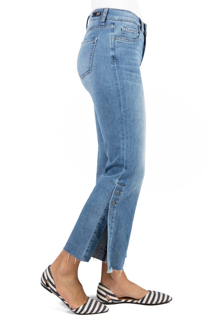 KUT from the Kloth Kelsey High Waist Slit Hem Ankle Kick Flare Jeans, Alternate, color, FLOWER