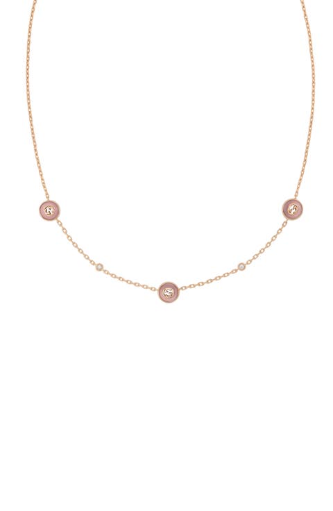 Interlocking-G Diamond & Pink Opal Station Necklace