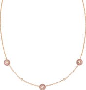 Gucci Interlocking-G Diamond & Pink Opal Station Necklace