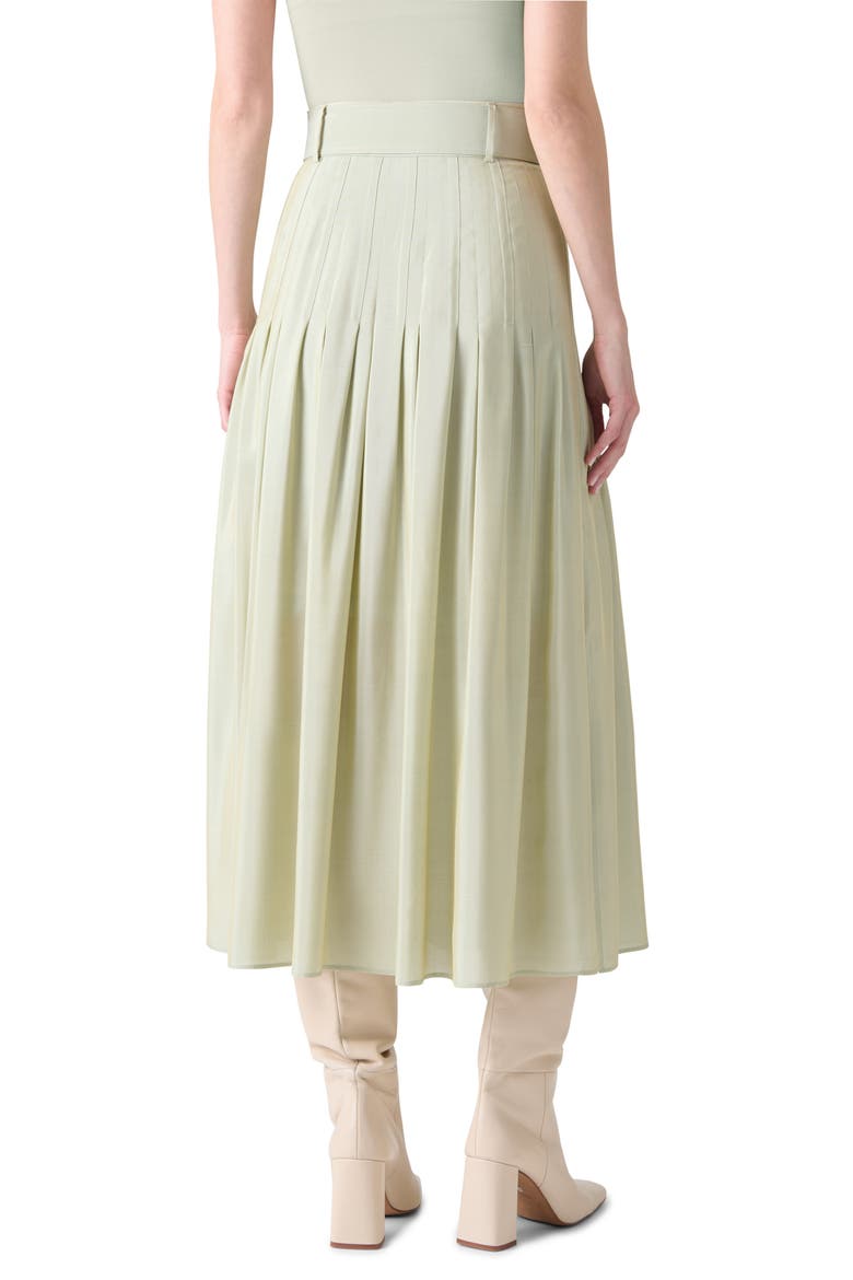 Belted Pleated Midi Skirt, Alternate, color, PISTACHIO