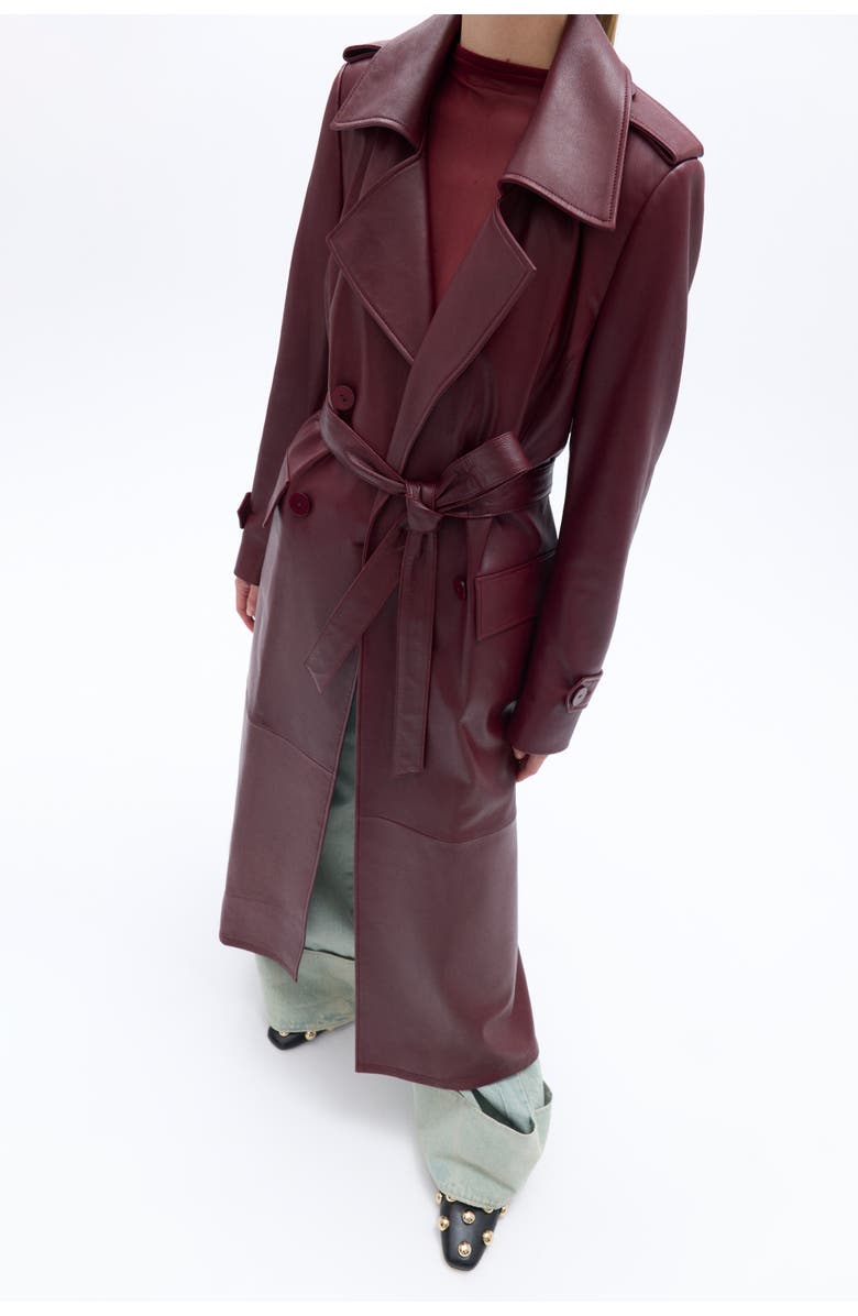 Nocturne Faux Leather Trench Coat, Alternate, color, 