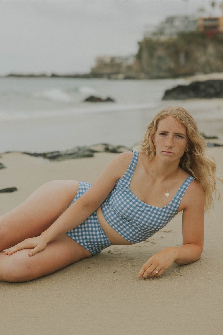 Georgia Tankini Top, Alternate, color, Blue Gingham